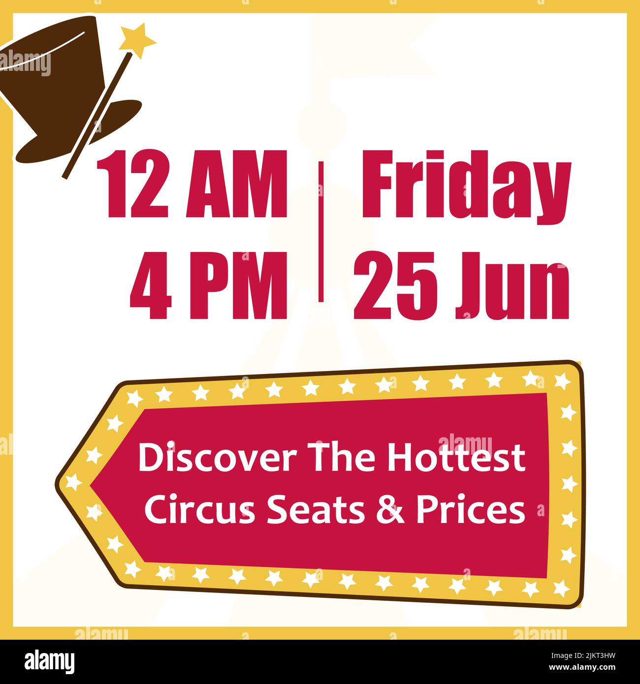 Discover hottest circus seats and prices, banner Stock Vector
