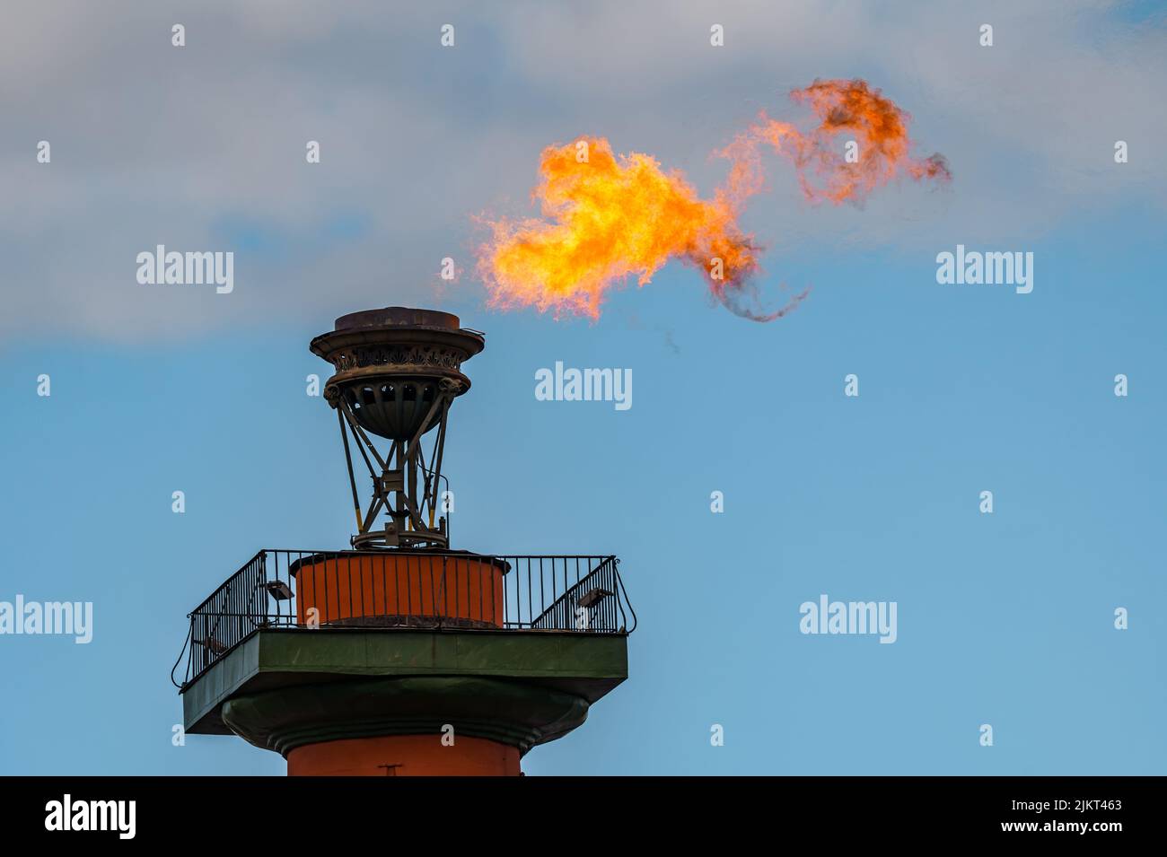 The fire of memory is lit on the rostral columns in St. Petersburg at ...
