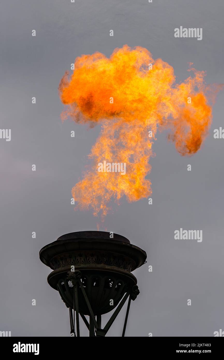 The fire of memory is lit on the rostral columns in St. Petersburg at ...
