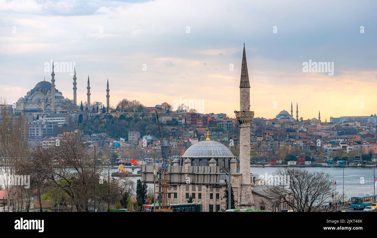 ISTANBUL, TURKEY - APRIL 09, 2011: The Suleymaniye Mosque at sunset. Stock Photo