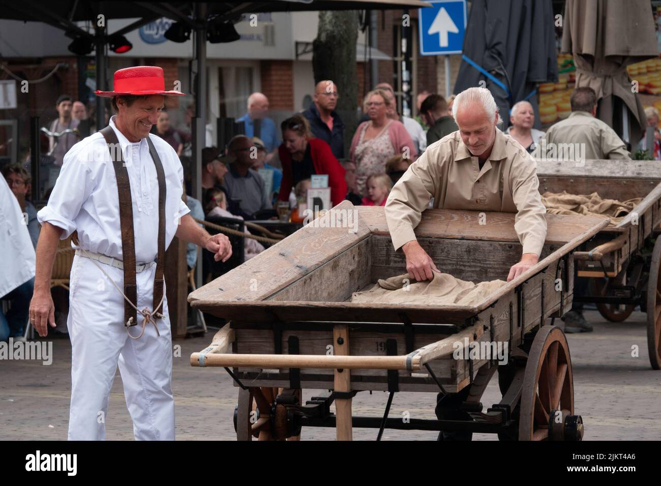 a cart for the cheese on the traditional cheese martket in almaar in holland Stock Photo