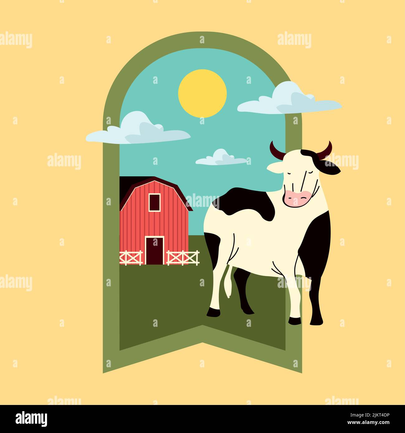 cow and barn, farm Stock Vector Image & Art - Alamy