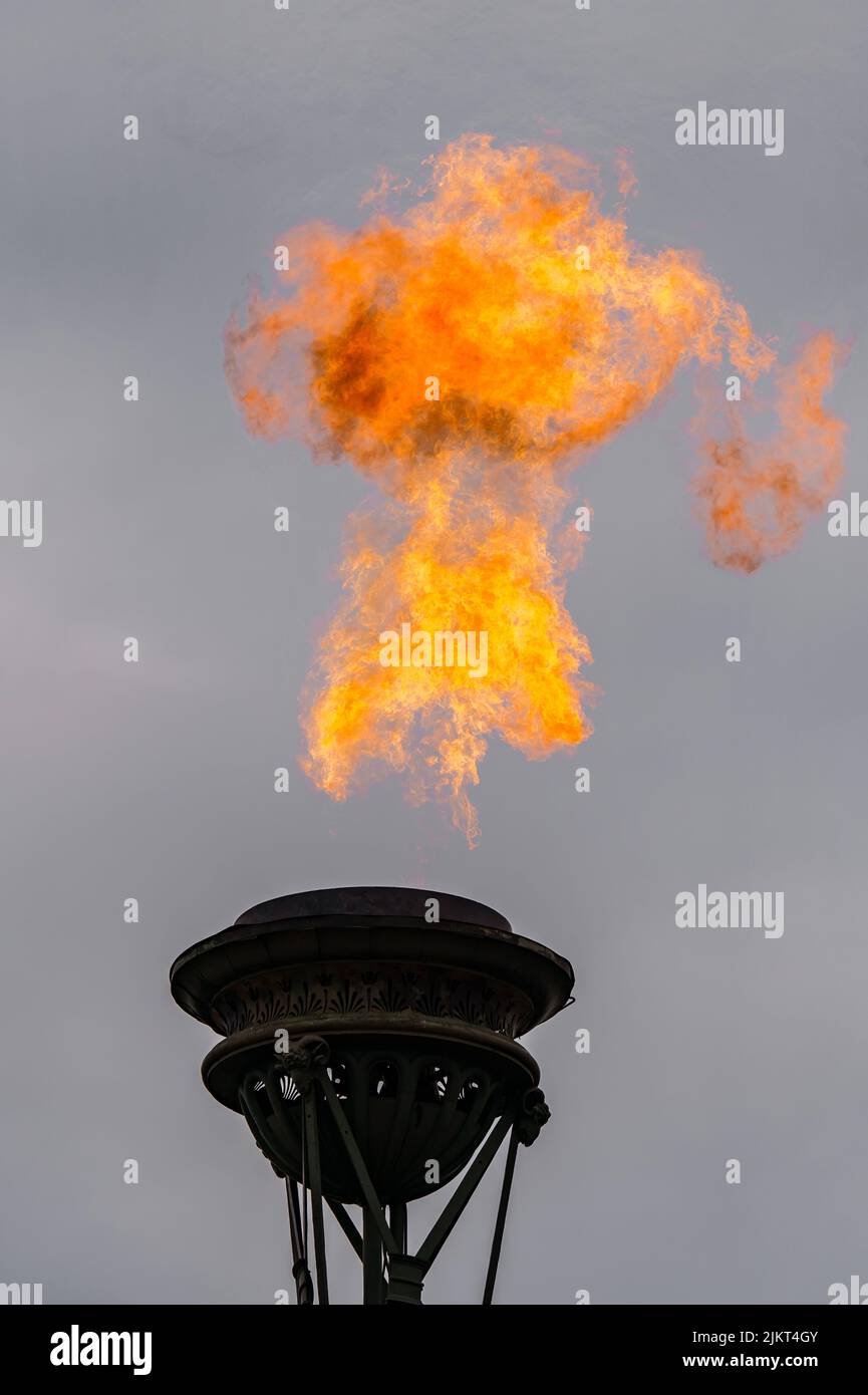 The fire of memory is lit on the rostral columns in St. Petersburg at ...