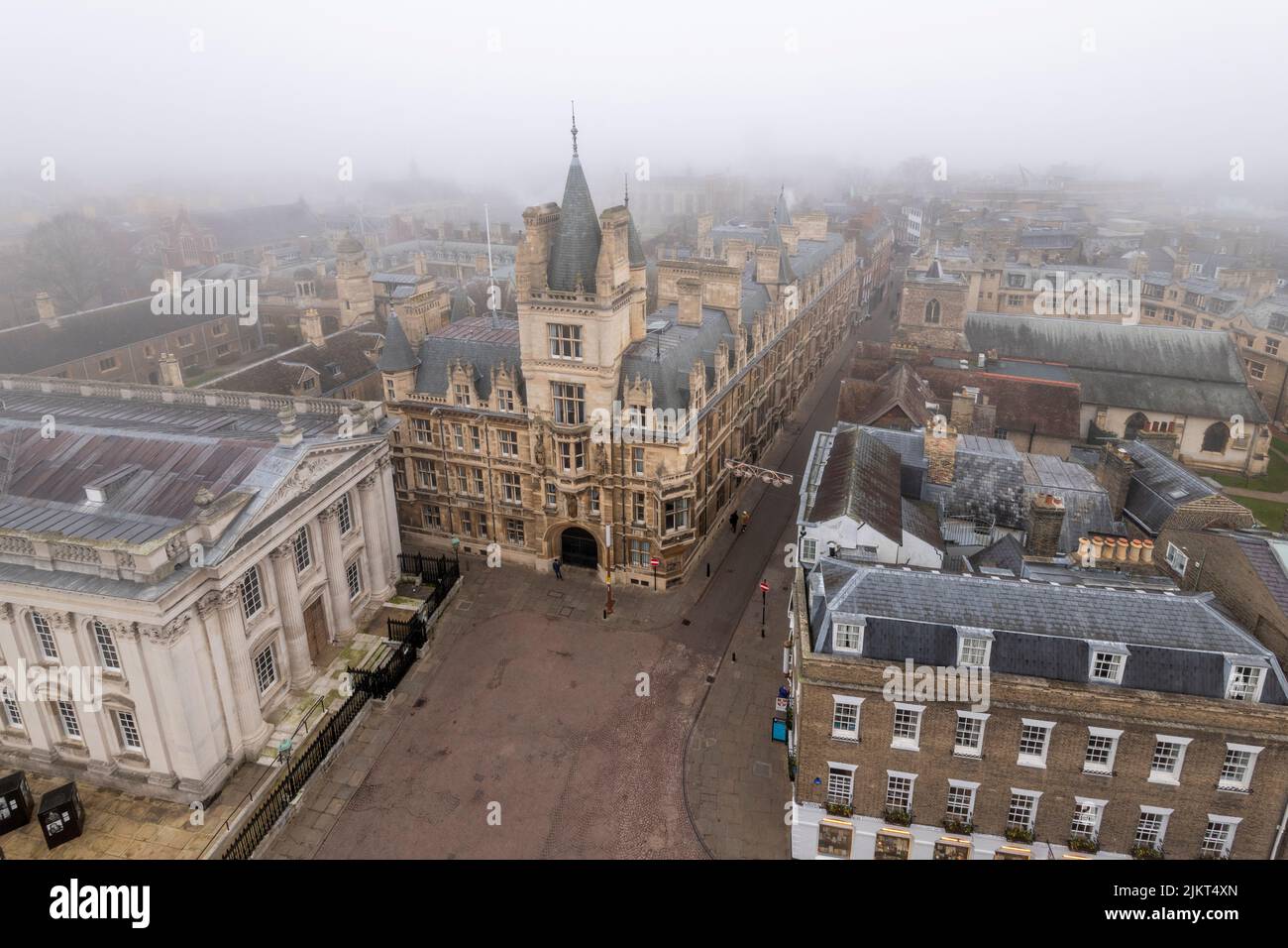 UK, England, Cambridge, University of Cambridge, Gonville and Caius College, Senate House on left Stock Photo