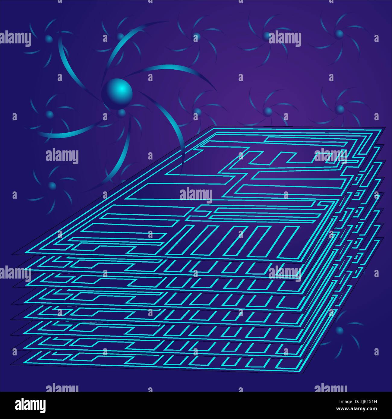 Quantum energy energy Simple dark flat vector illustration Stock Vector