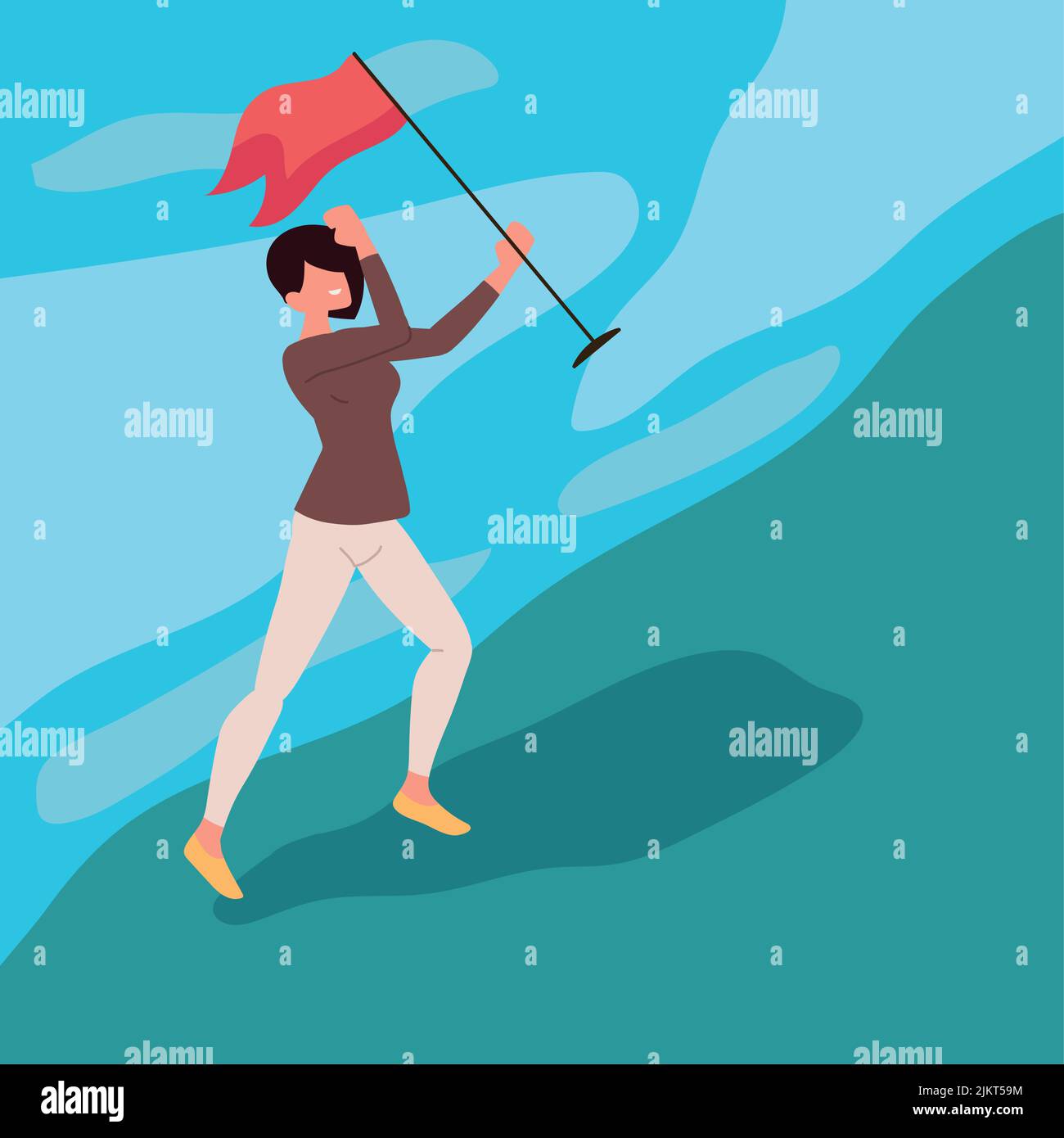 woman holds a flag Stock Vector