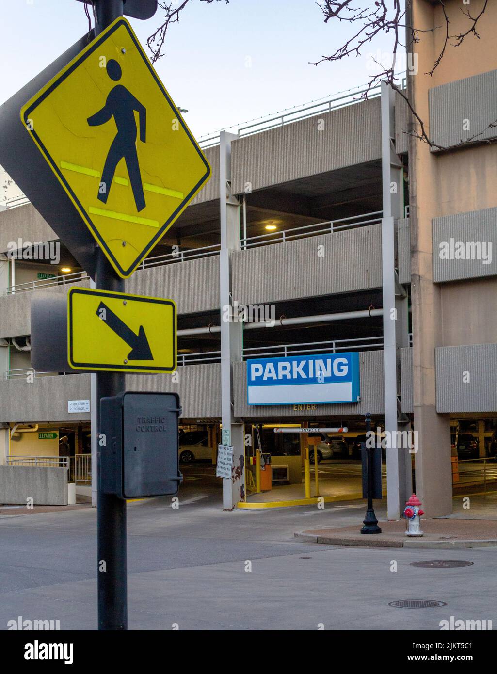 Pedestrian crossing at parking garage Stock Photo - Alamy
