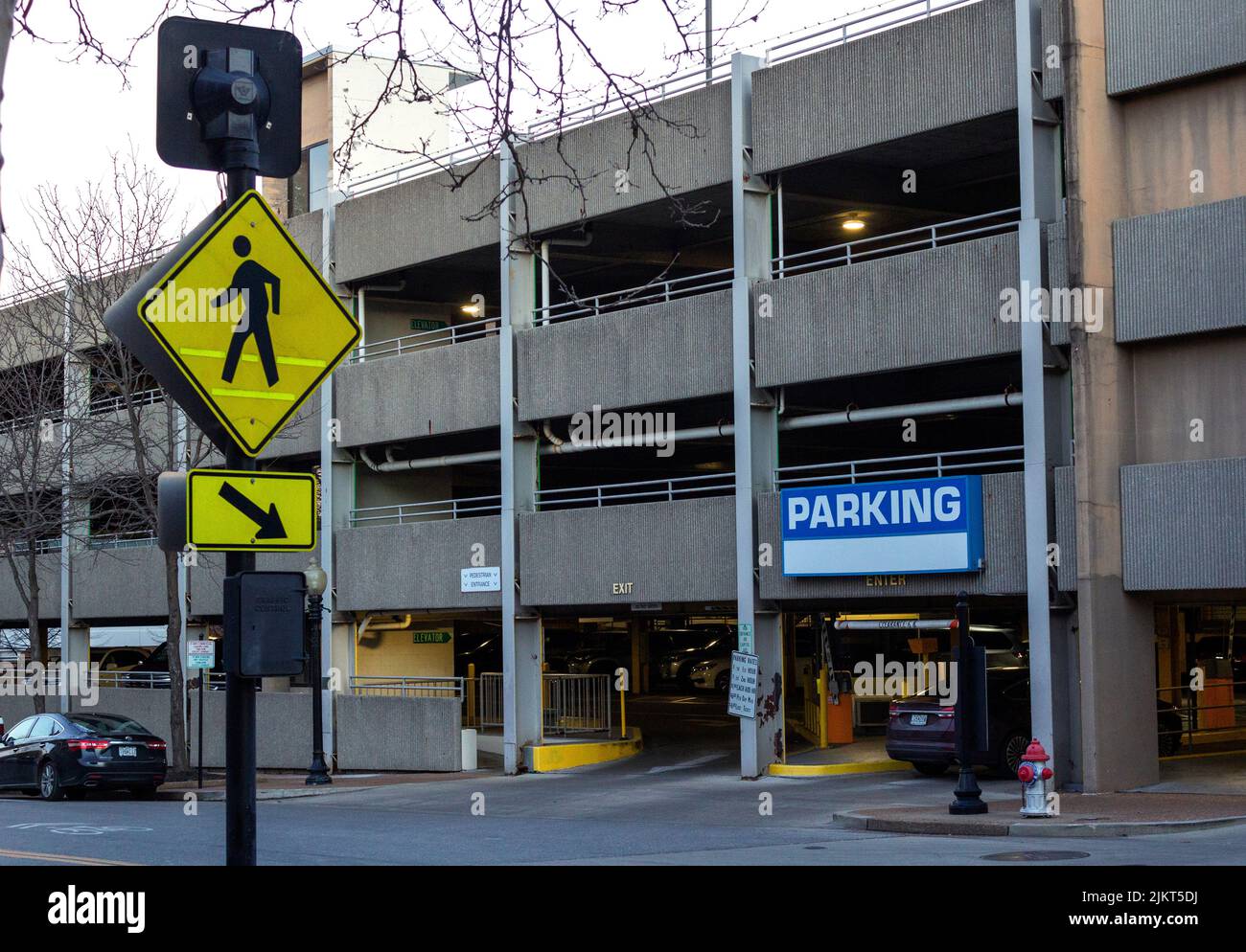 Pedestrian crossing at parking garage Stock Photo - Alamy