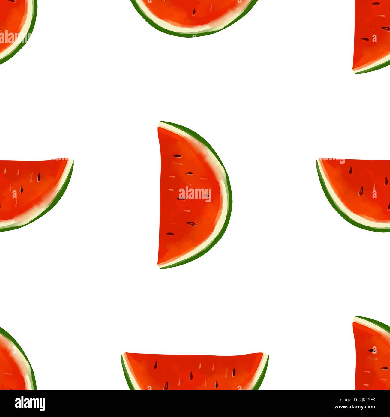 Seamless pattern with iIllustration a watermelon slices on a white ...