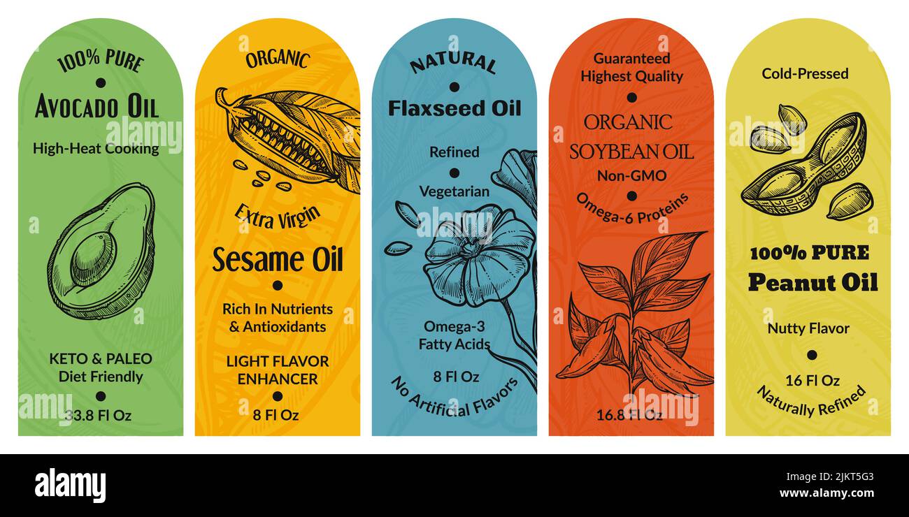 Template package design for organic oil product Stock Vector