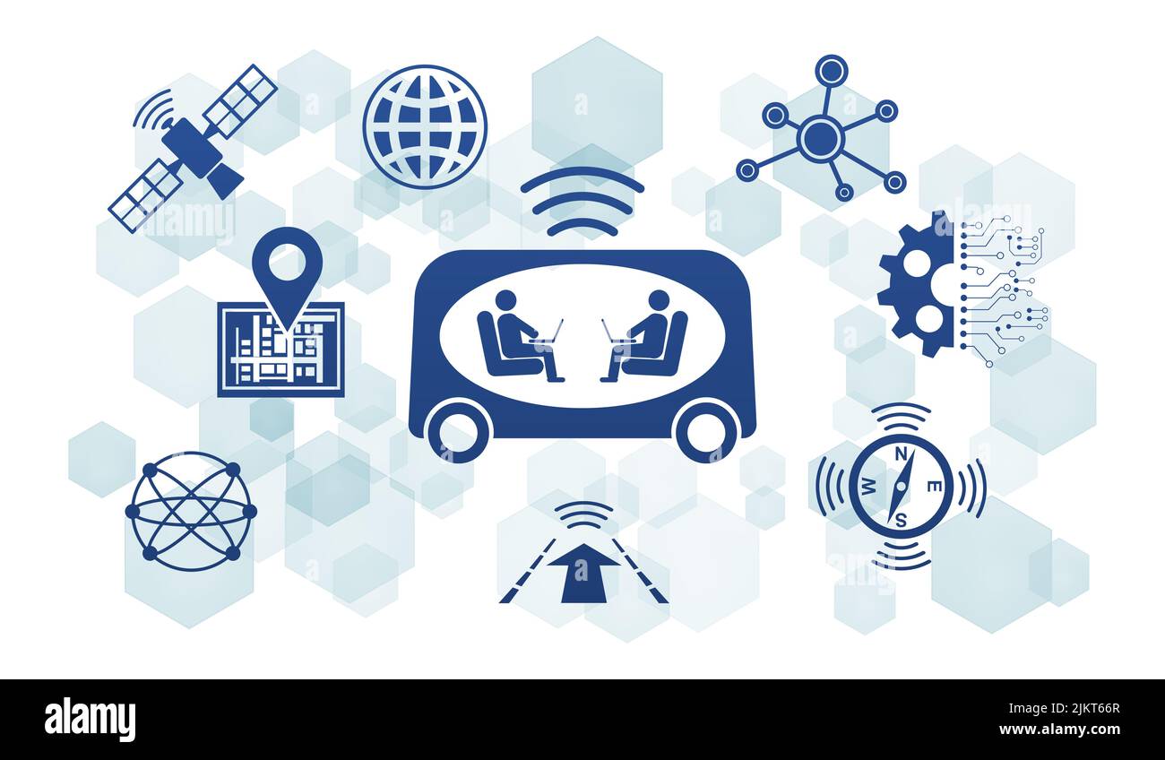 Illustration of a self-driving car concept Stock Photo - Alamy