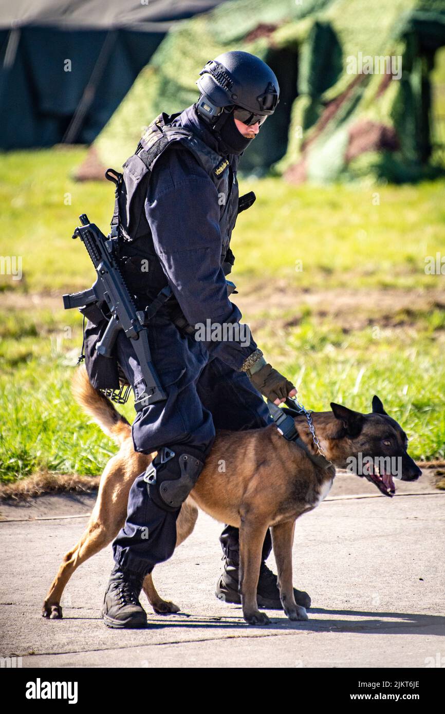 NATO Days, Ostrava, Czech Republic. September 22nd, 2019  Special Police tactical counter terrorism operator unit with armoured vehicles at Nato Days Stock Photo