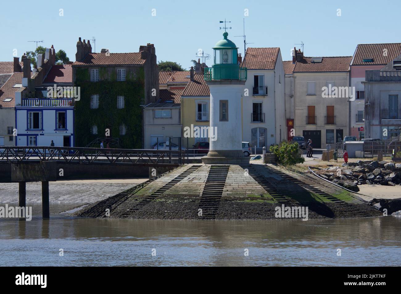 The port of Paimboeuf from the river. . Estuary of the Loire river, France. Stock Photo