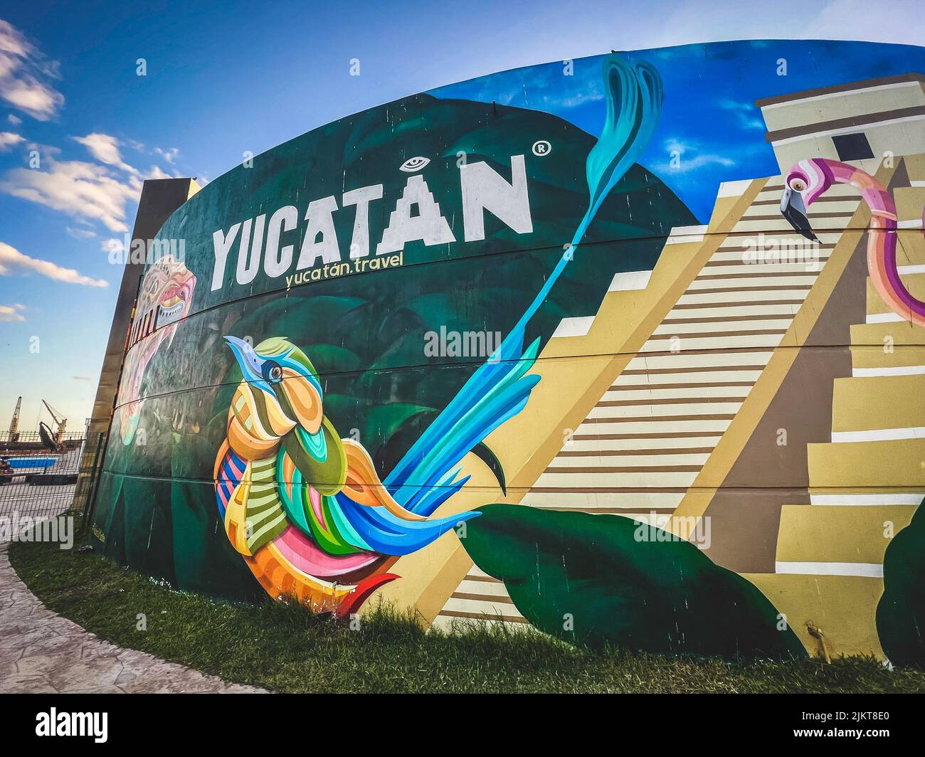 A colorful mural at the cruise terminal in Progreso, Yucatan, Mexico Stock Photo