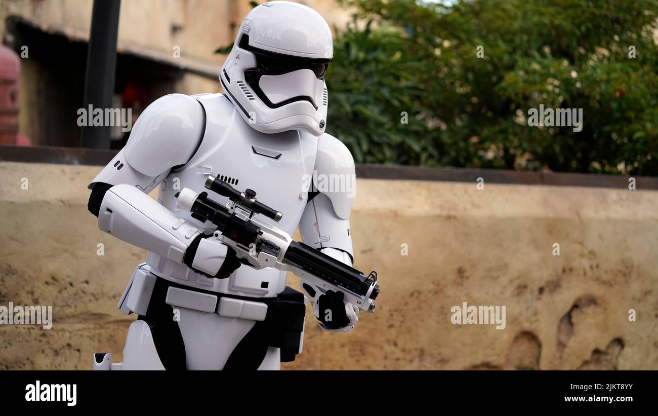The First Order Stormtrooper at Disneyland in Anaheim. Stock Photo