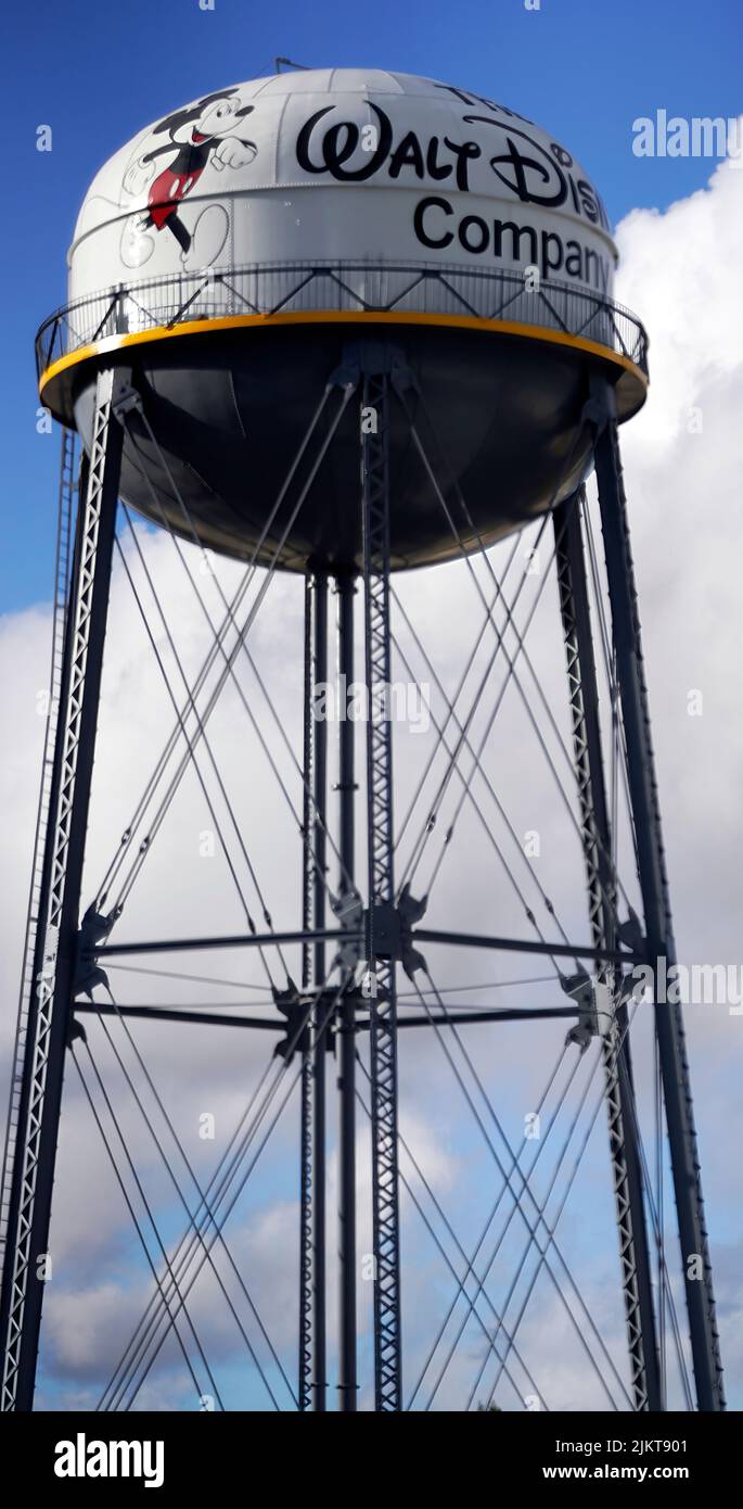 The water tower of the Walt Disney Company at Walt Disney Studios in Burbank, California Stock Photo