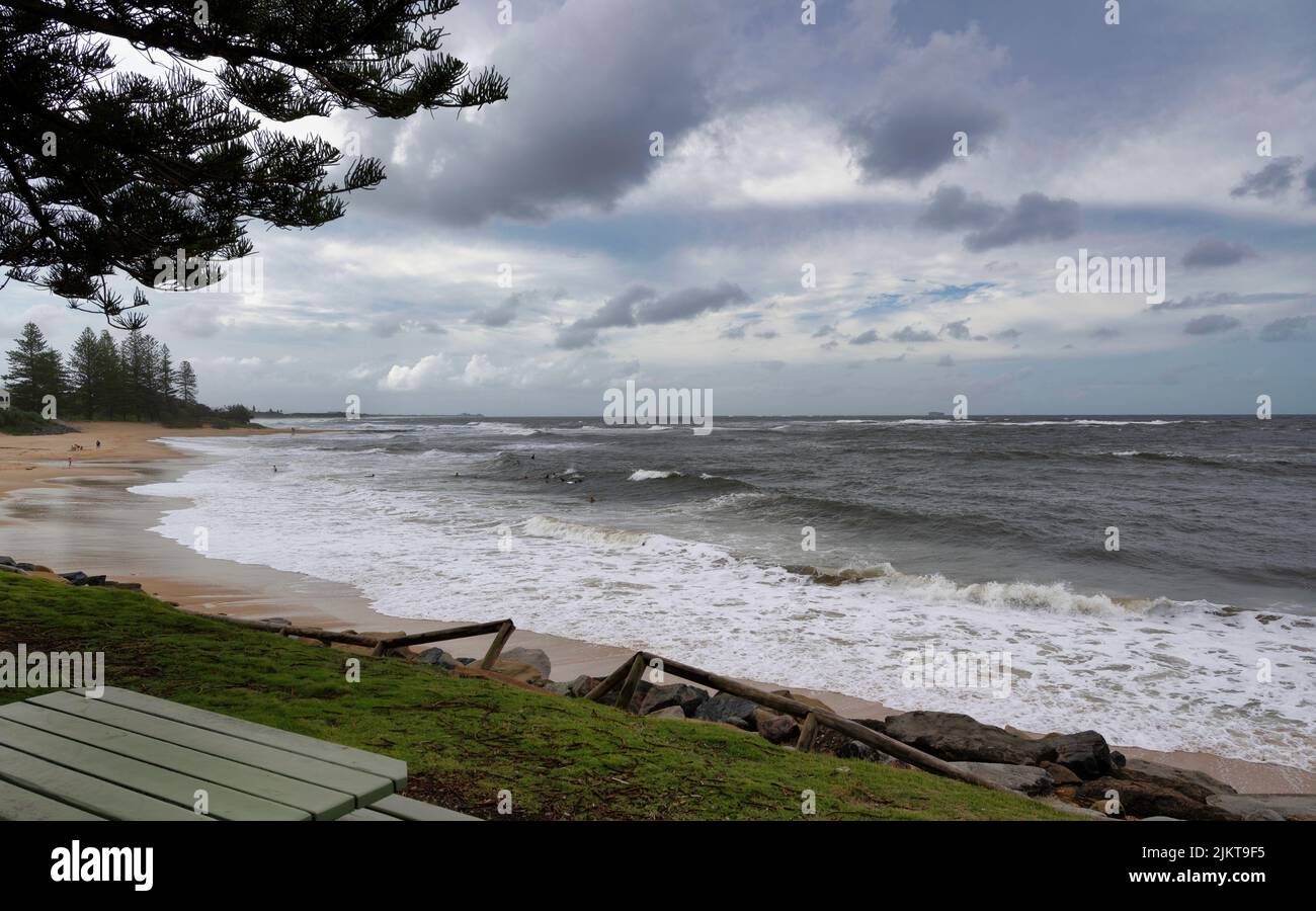 The cloudy sky over the sea captured from Moffat Beach, Sunshine Coast, Queensland, Australia Stock Photo