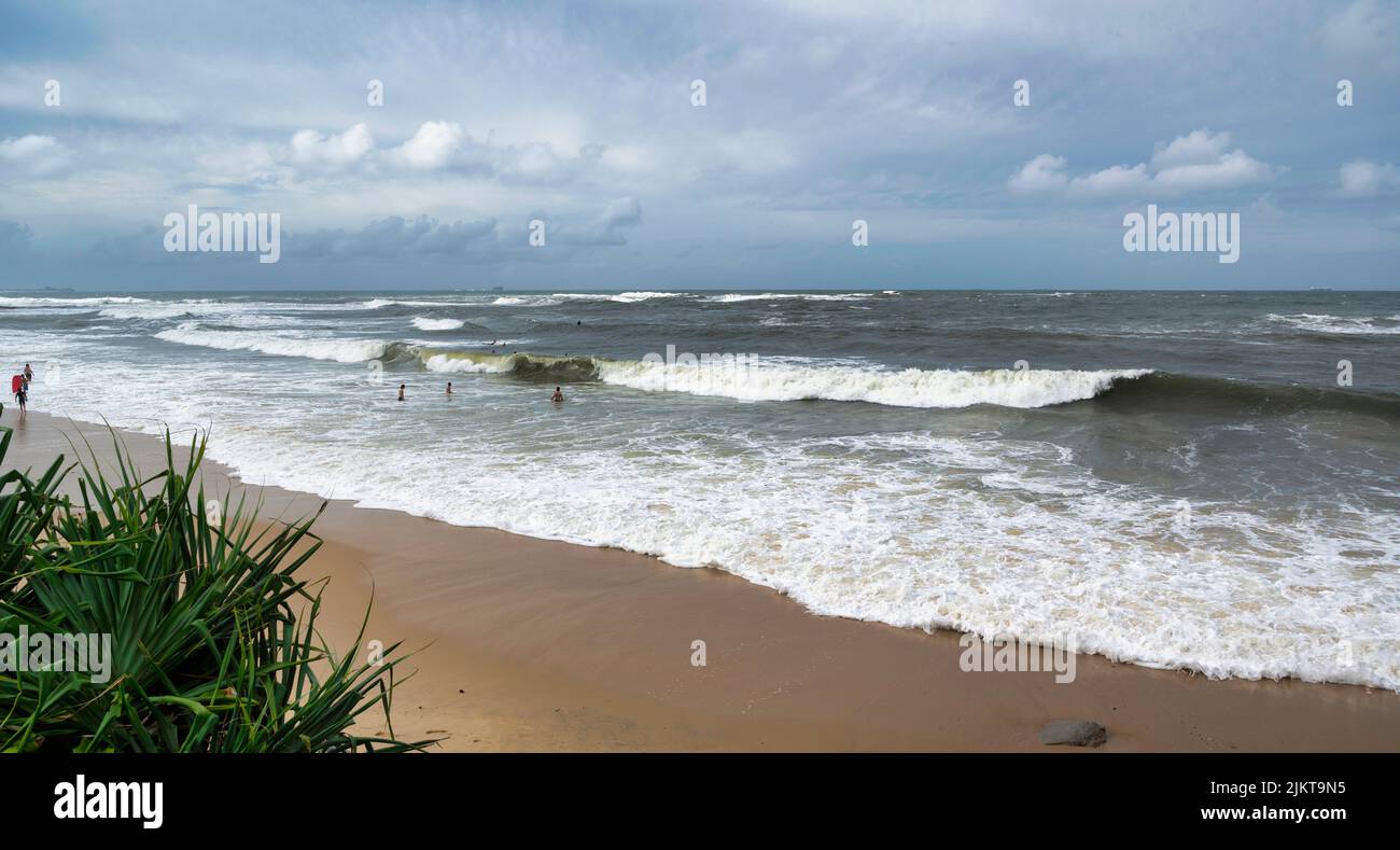 The cloudy sky over the sea captured from Moffat Beach, Sunshine Coast, Queensland, Australia Stock Photo
