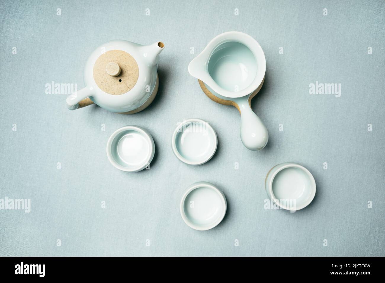 a tea set, which is a group of cups and dishes used for serving tea