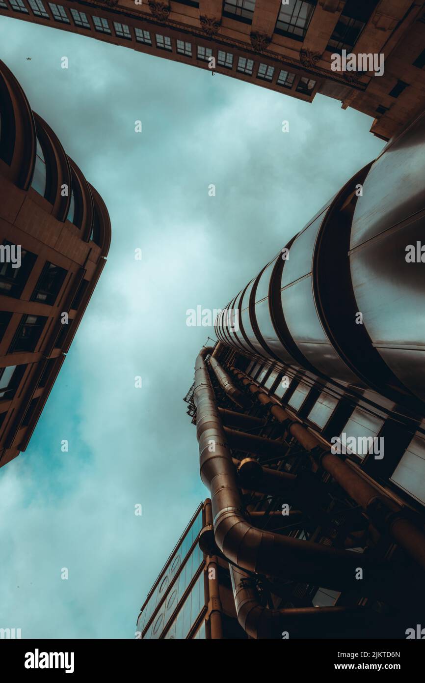 A vertical low angle shot of modern skyscrapers Stock Photo - Alamy
