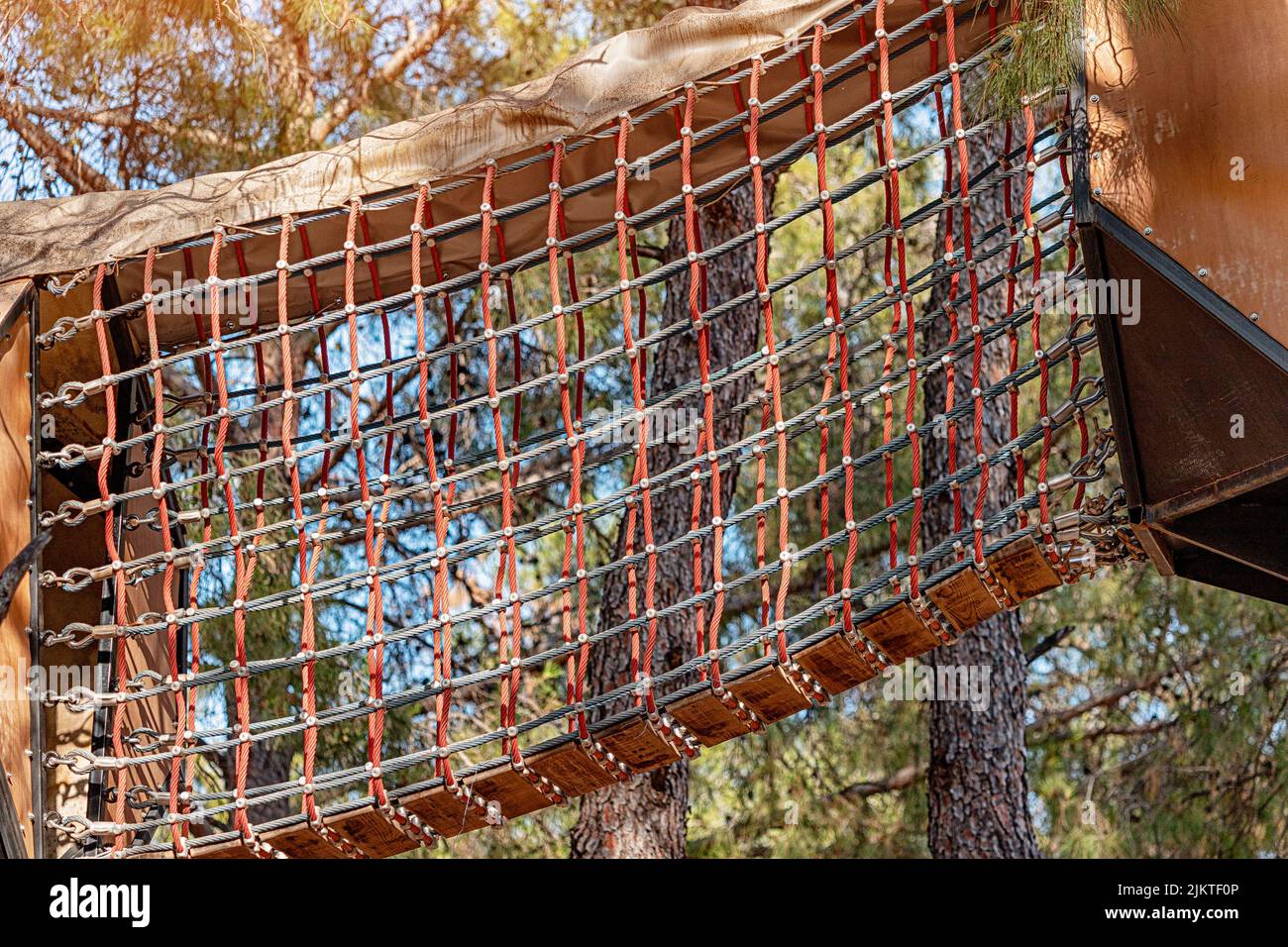 Adventure rope park detail. Child playground and activity concept Stock ...