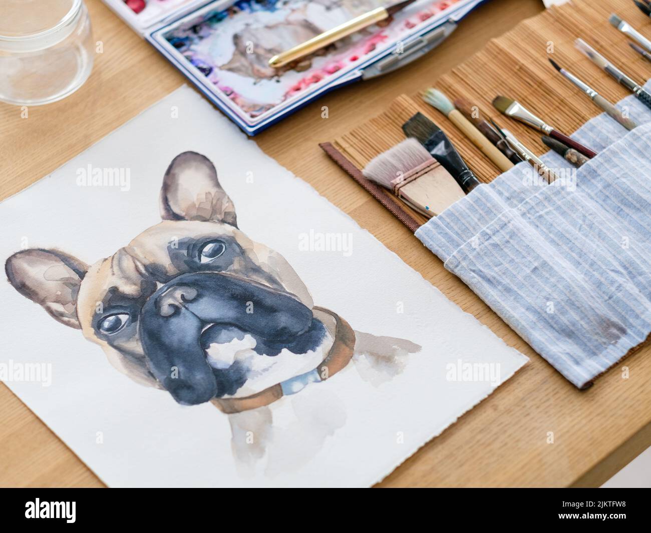 https://c8.alamy.com/comp/2JKTFW8/art-therapy-painting-class-watercolor-picture-dog-2JKTFW8.jpg