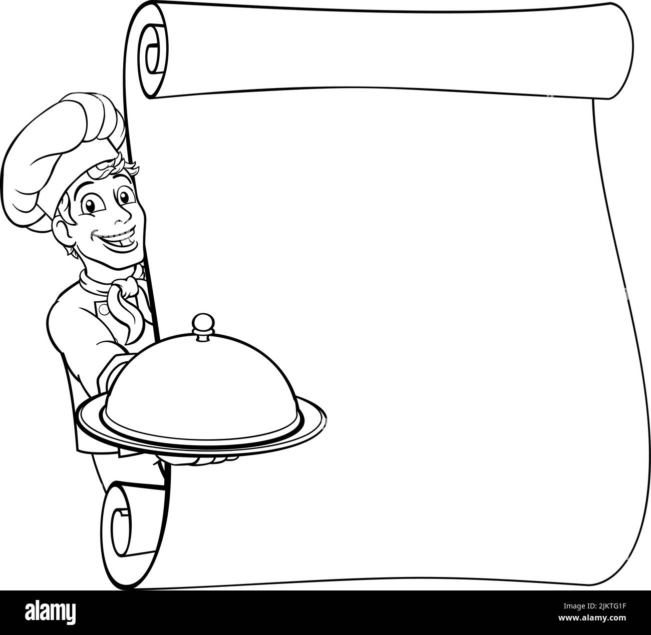 Chef Cook Baker Cartoon Man Menu Sign Background Stock Vector
