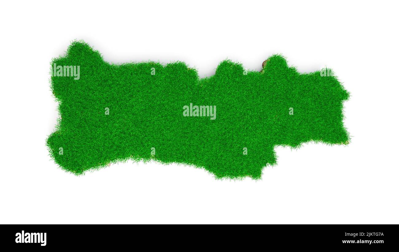 Portugal map soil land geology cross section with green grass 3d illustration Stock Photo