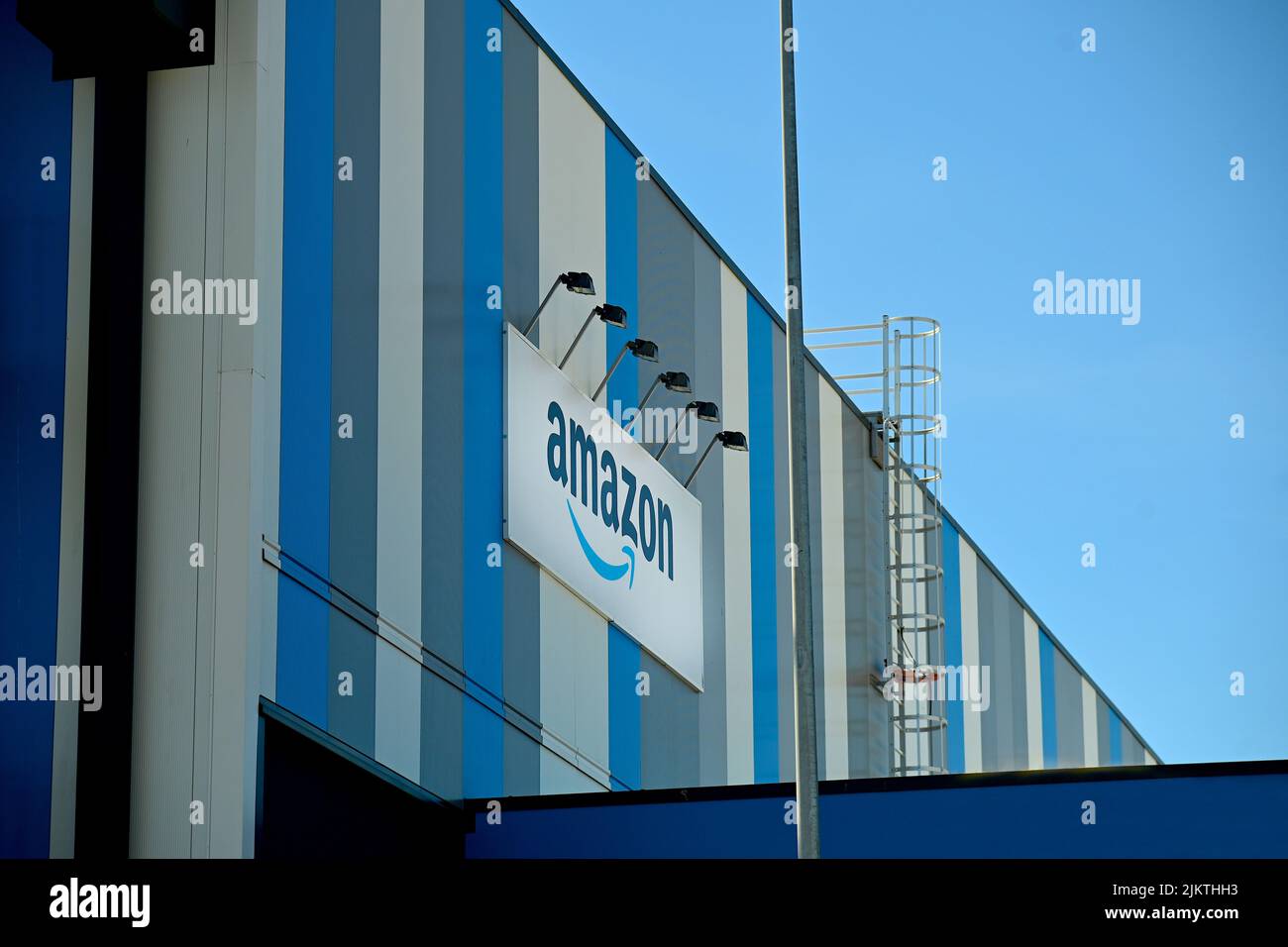 An exterior of Amazon e-commerce company logistic hub in Turin, Italy Stock Photo