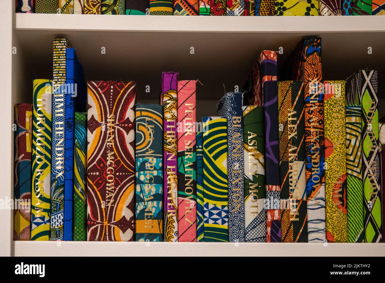 A closeup of the British Library by Yinka Shonibare in the Tate Modern Stock Photo