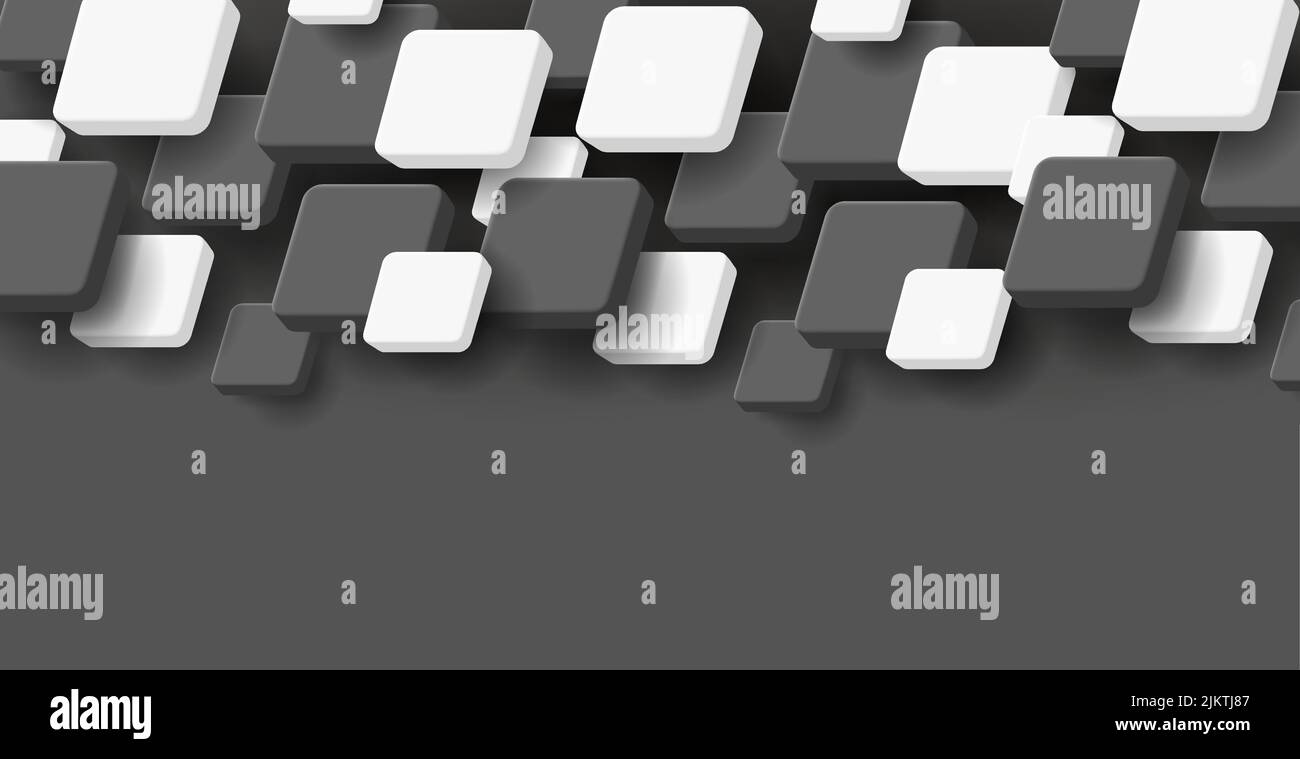 white and black 3d cubes overlaying and creating texture. Vector illustration Stock Vector