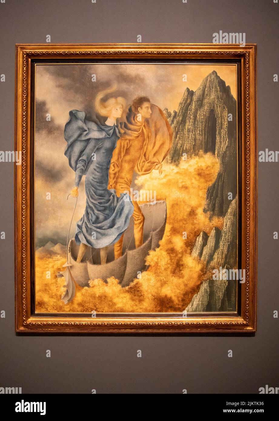 The Flight by Remedios Varo in the Tate Modern Surrealism Beyond Borders exhibition, London, United Kingdom Stock Photo