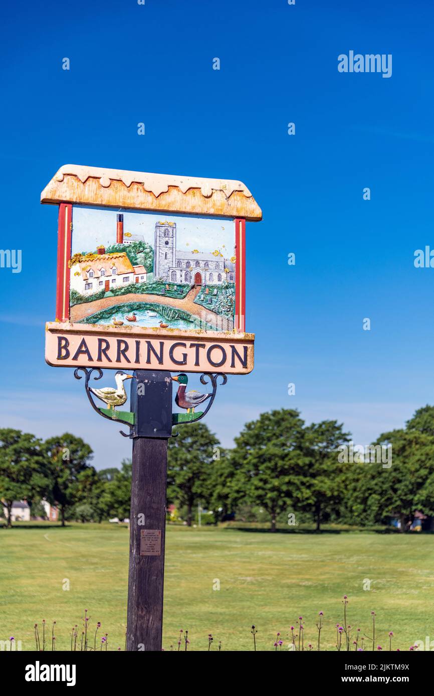 UK, England, Cambridgeshire, Barrington, Traditional village sign Stock Photo
