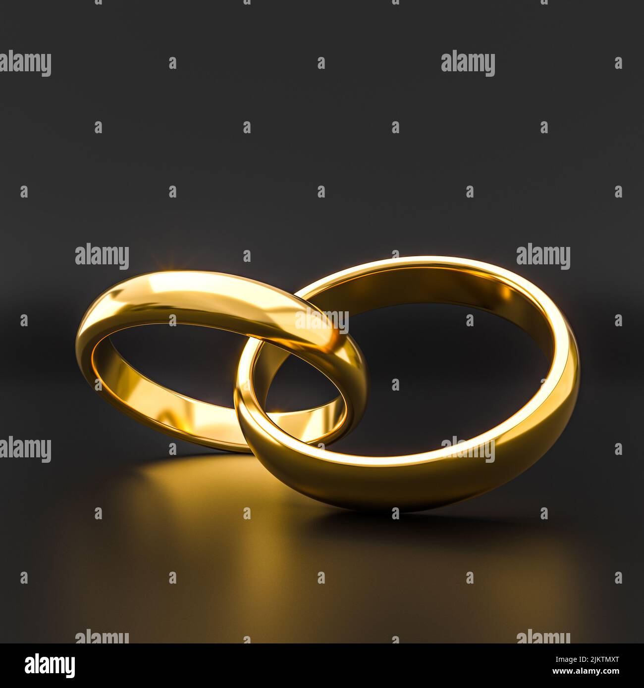 wedding rings on black. 3d render Stock Photo