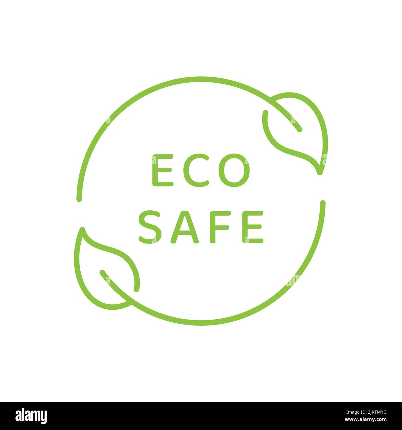 Eco safe vector label. Eco friendly packaging symbol with leaf Stock