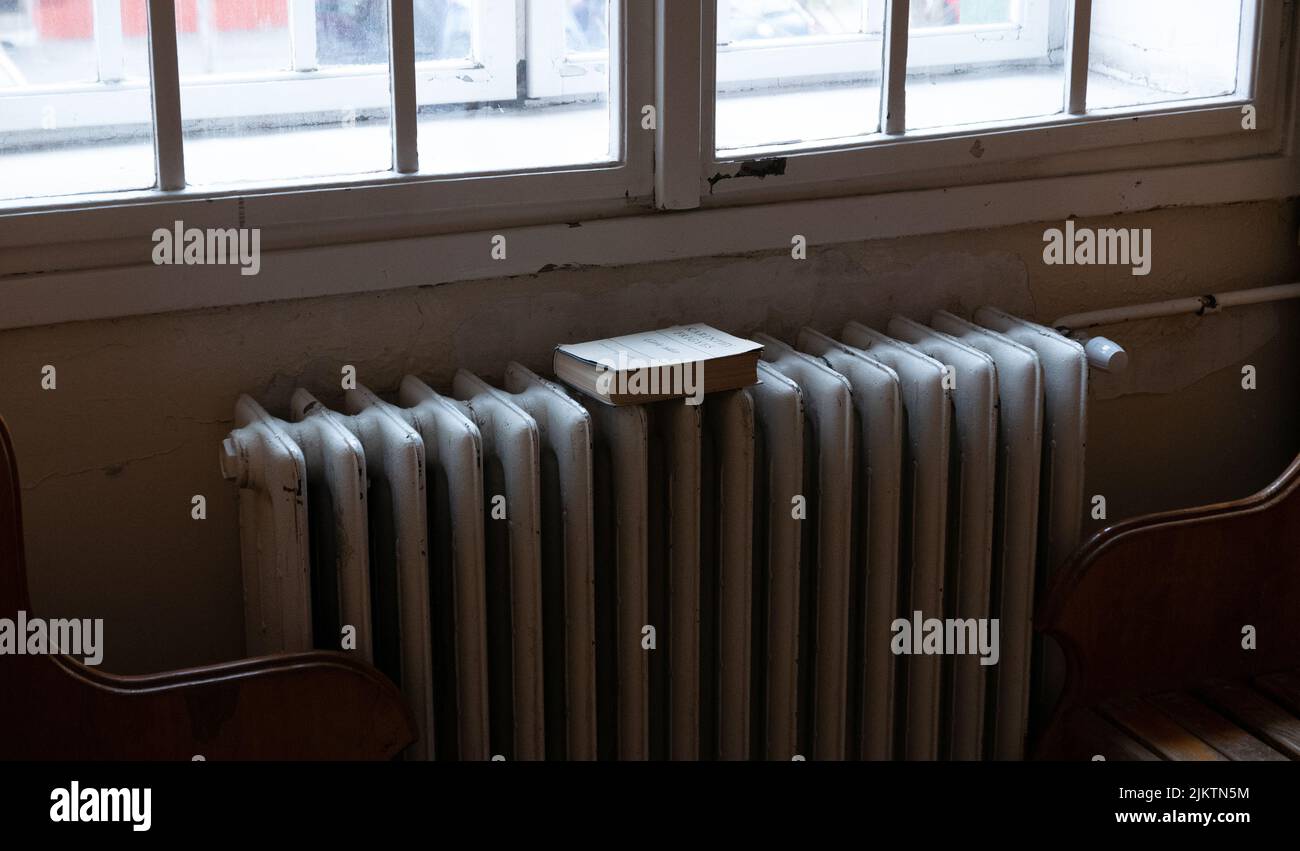 The radiators of old heating system at home Stock Photo