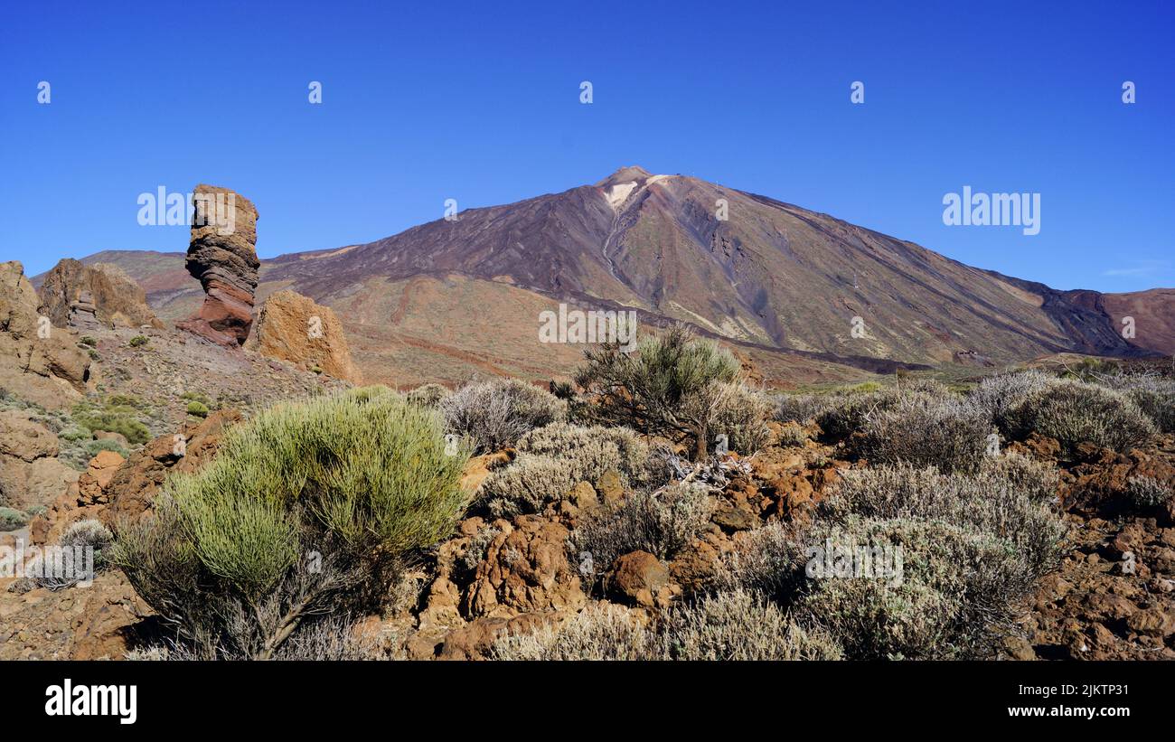 A view of Mount Teide with its unique landscape in the Canary Islands, Spain Stock Photo