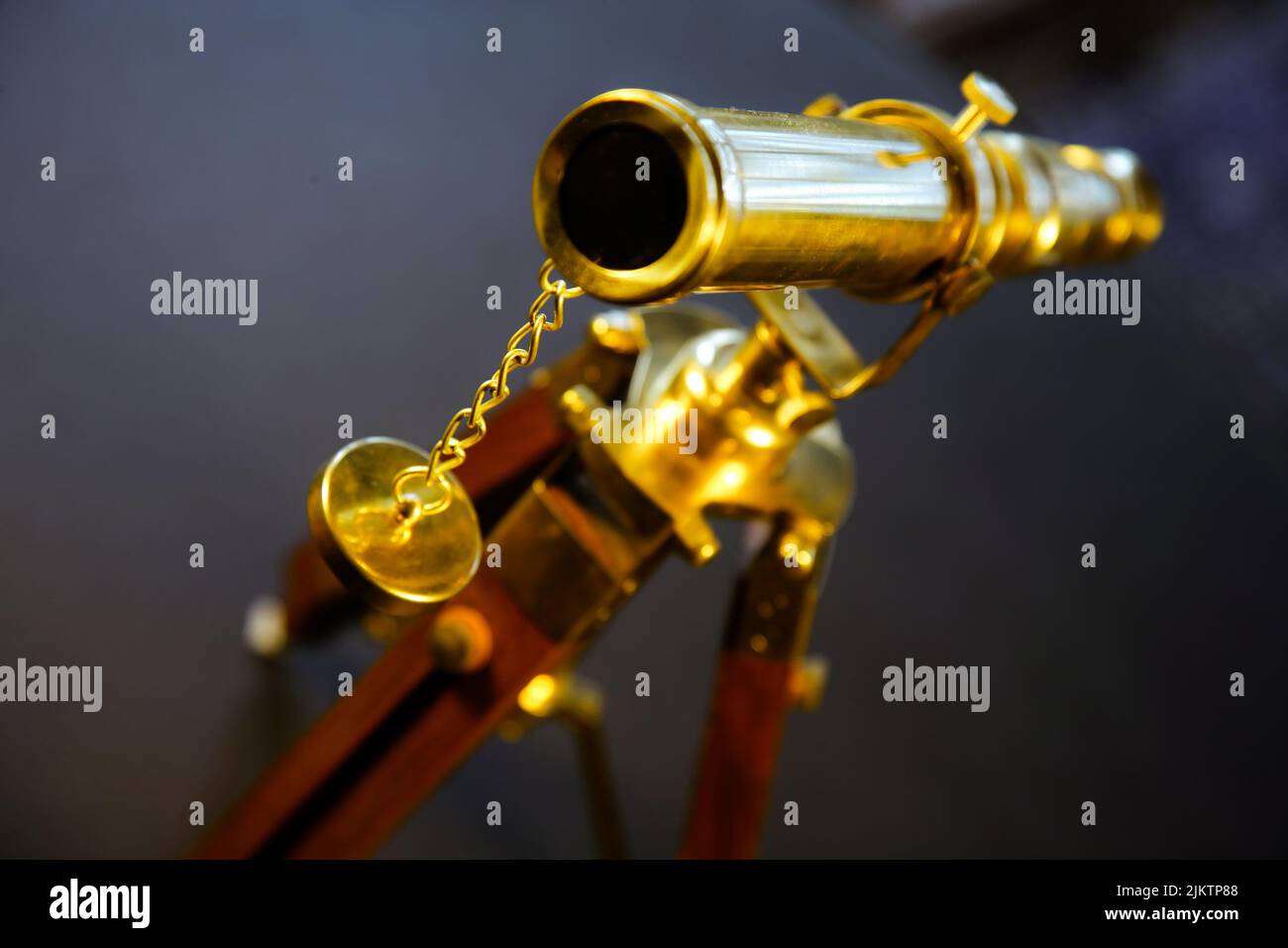 A closeup of a unique vintage golden telescope Stock Photo Alamy