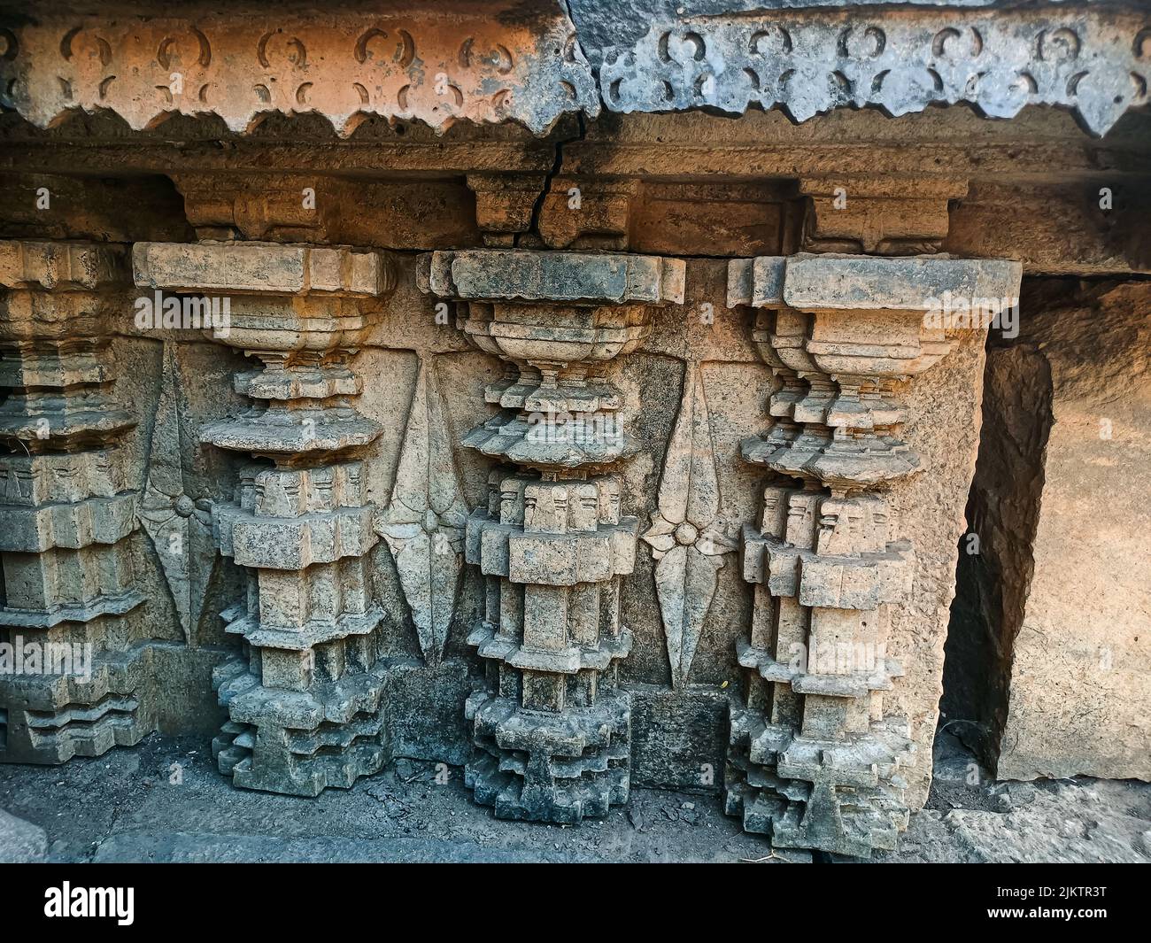 Stock photo of exterior view of ancient Kopeshwar Mahadev temple, Khidrapur, Maharashtra, India.Beautiful carving revealed hindu culture and tradition Stock Photo