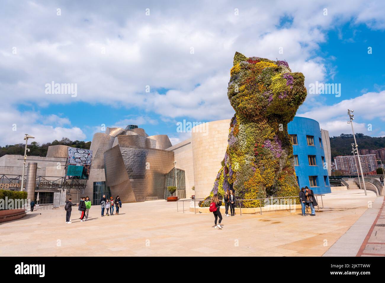 Flower dog called Puppy next to the Guggenheim museum in the city of ...