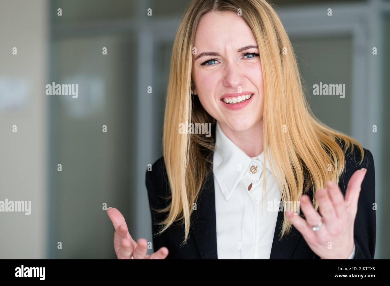 emotion dumbfounded bewildered astounded woman Stock Photo