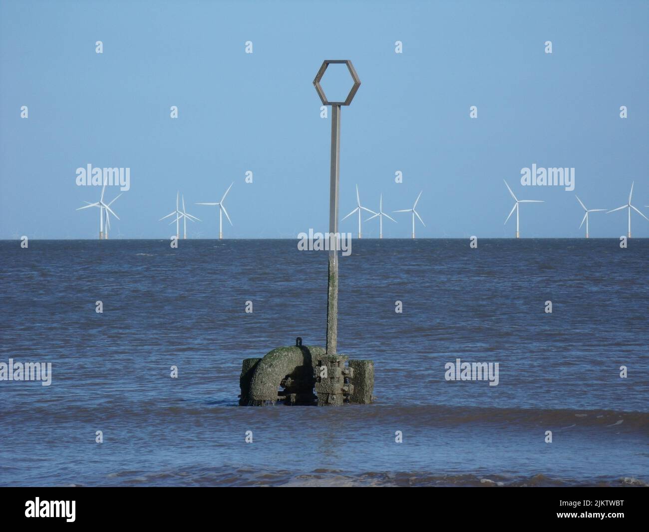 An Off Shore Wind Farm at Skegness, Lincolnshire, UK Stock Photo