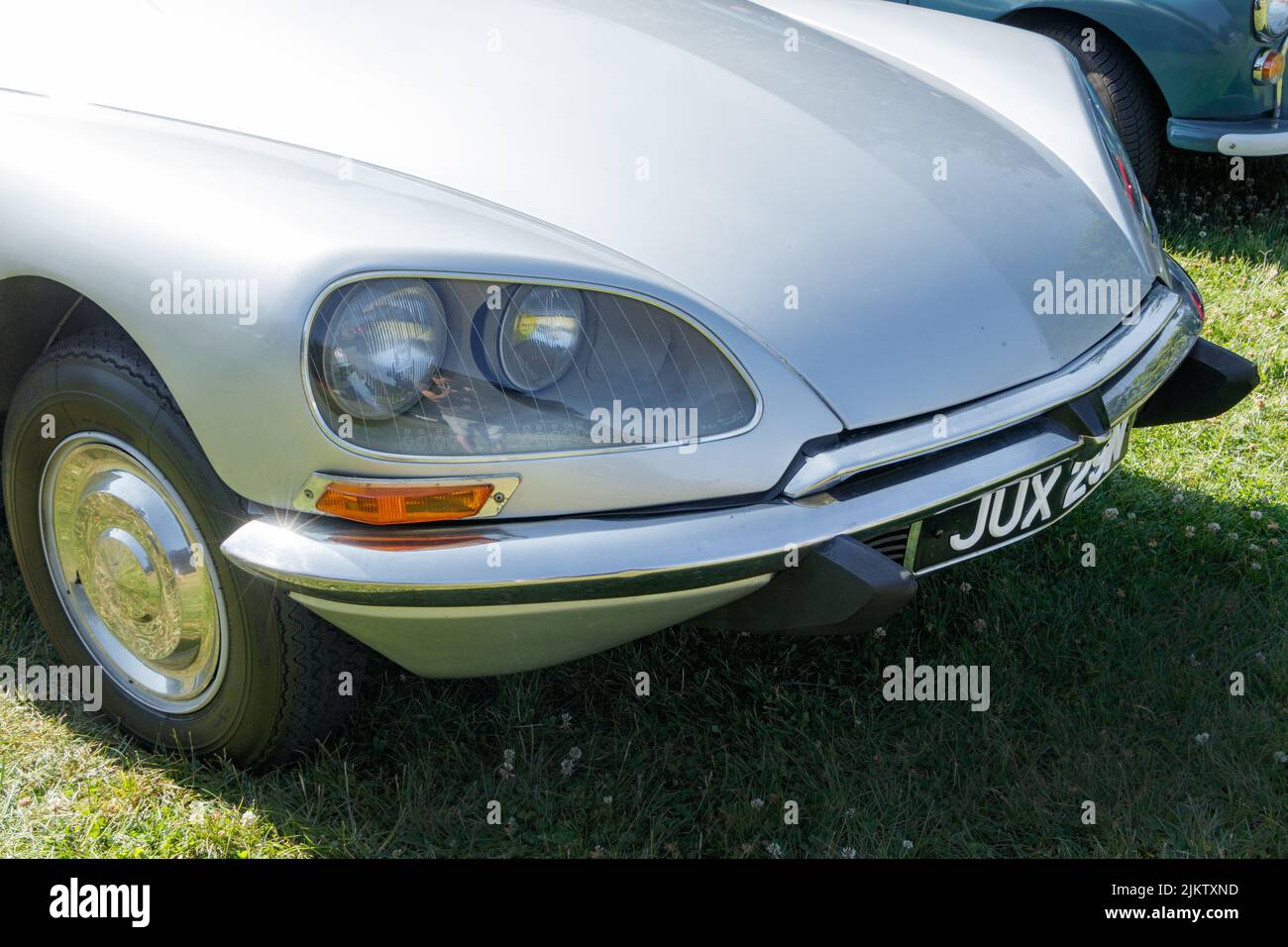 front end 1974 vintage classic French Citroen DS or Deese with hydropneumatic suspension