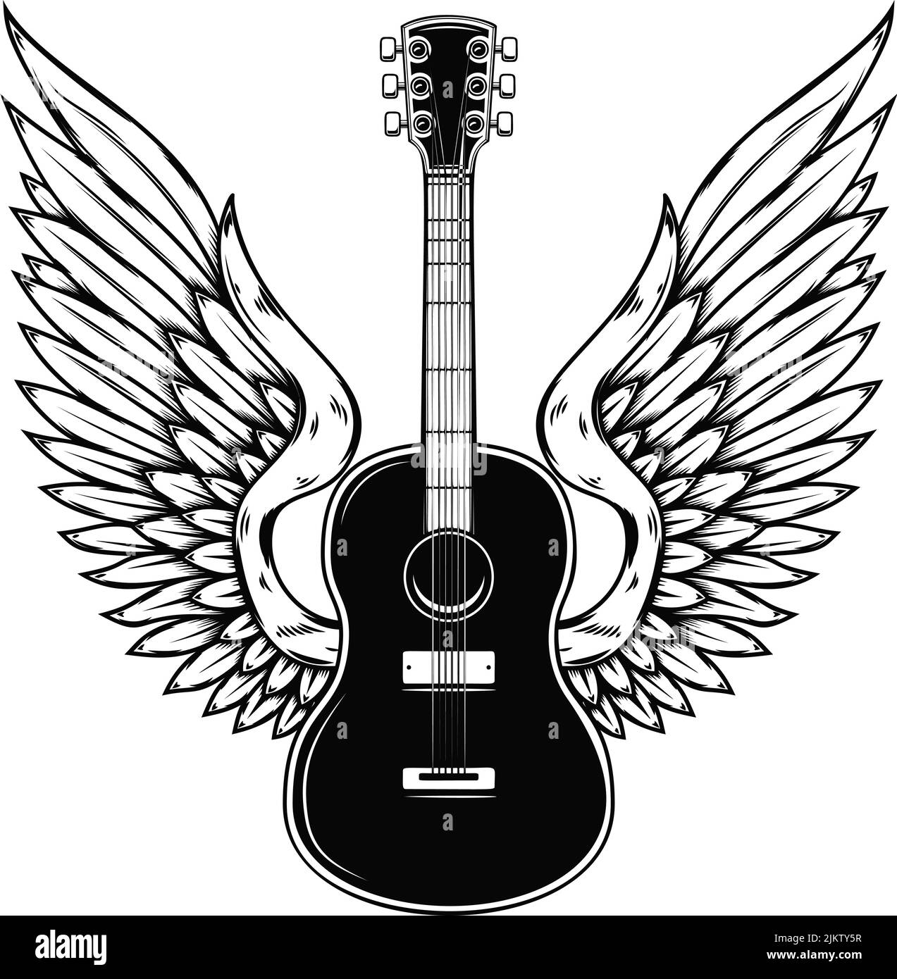 Black Ornate Acoustics Guitar Tattoo Style Stock Vector (Royalty Free)  328153244 | Shutterstock