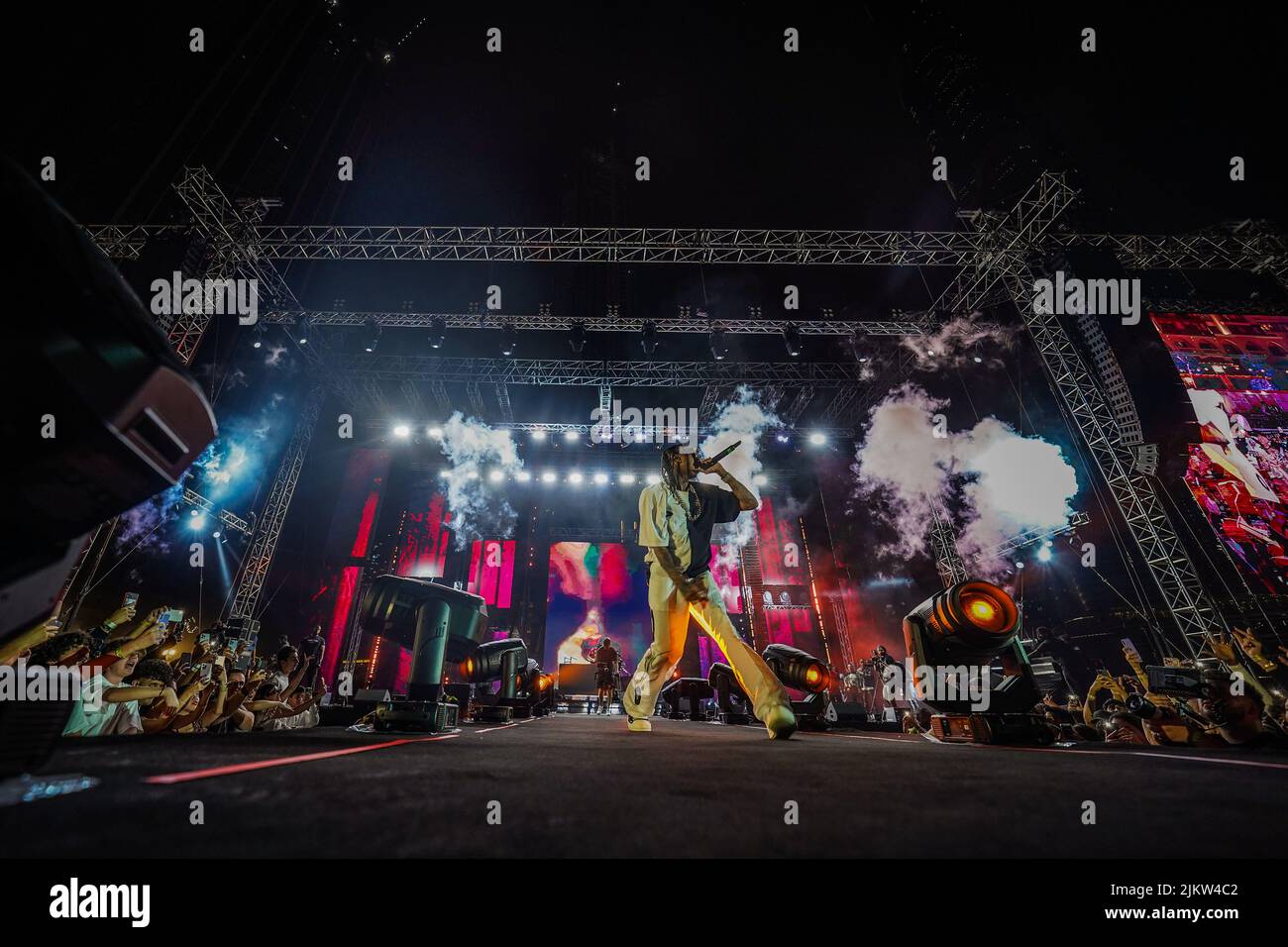 A rapper Tyga performing on a stage at festival in Dubai, United Arab ...