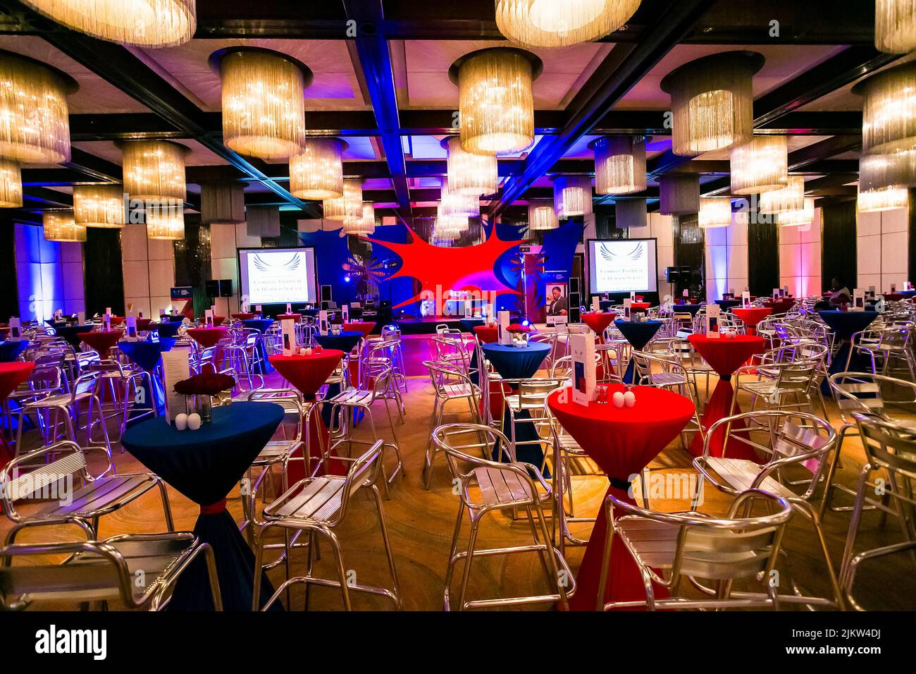 The Interior decorations and setup of corporate cocktail party event in
