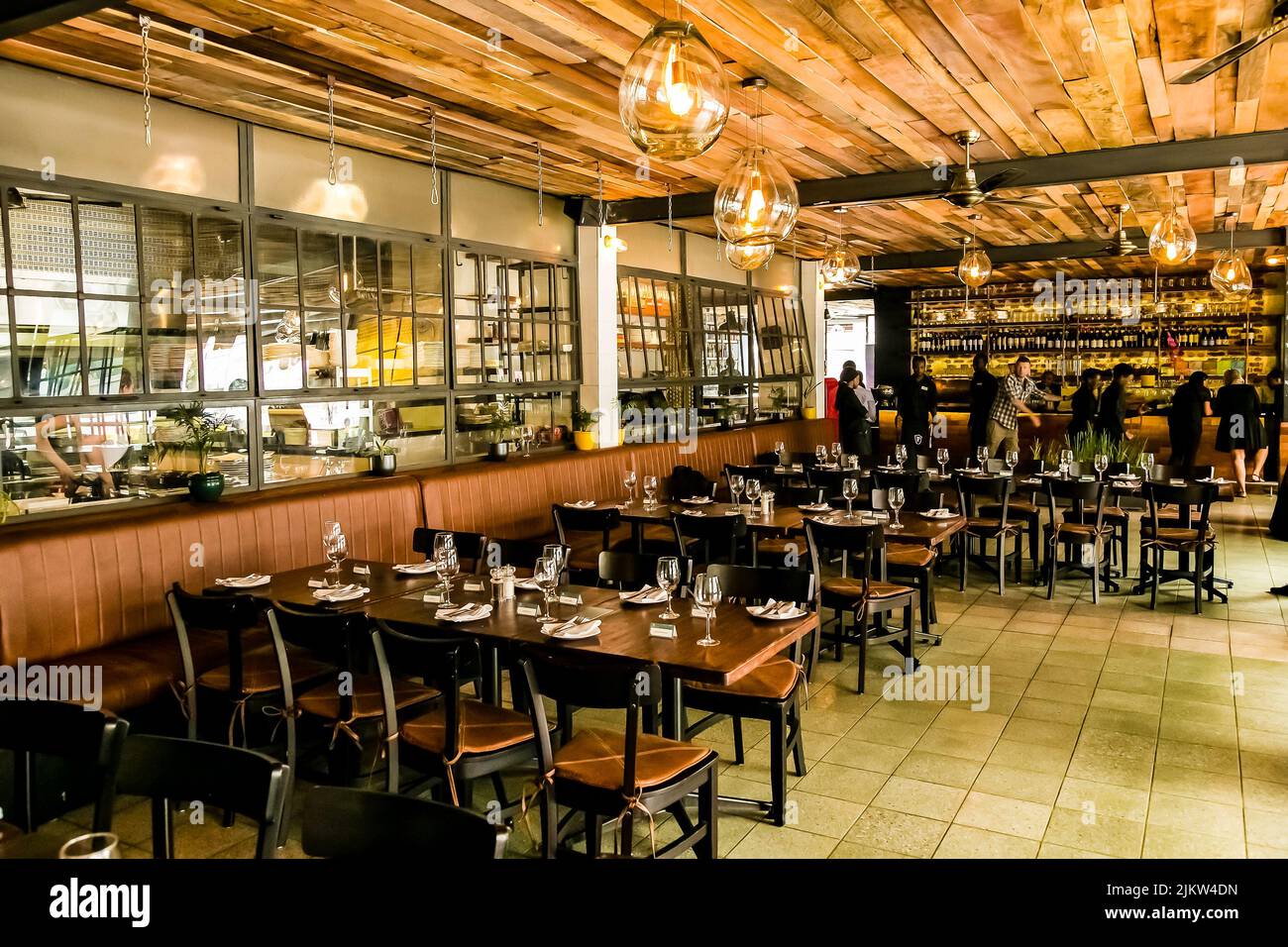 Johannesburg, South Africa - April 1, 2014: Interior decor and setup of stylish bistro restaurant Stock Photo