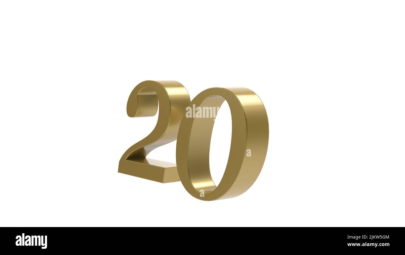 gold number 3d 20 twenty illustration render Stock Photo - Alamy