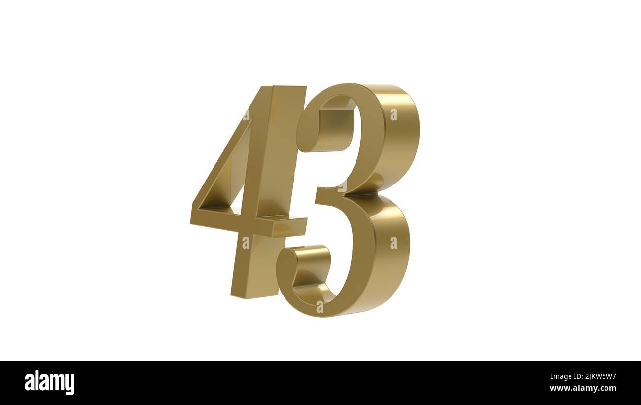 gold 43 number 3d illustration render Stock Photo - Alamy