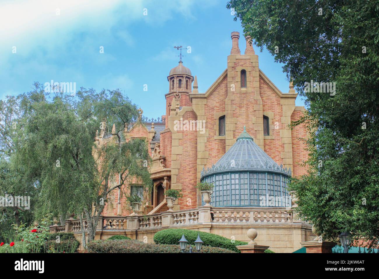 The view of the Haunted Mansion in Magic Kingdom. Walt Disney World, Bay Lake, Florida. Stock Photo